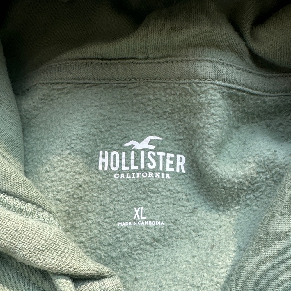 Hollister Olive Green Fleece Hoodie - Picture 2 of 4